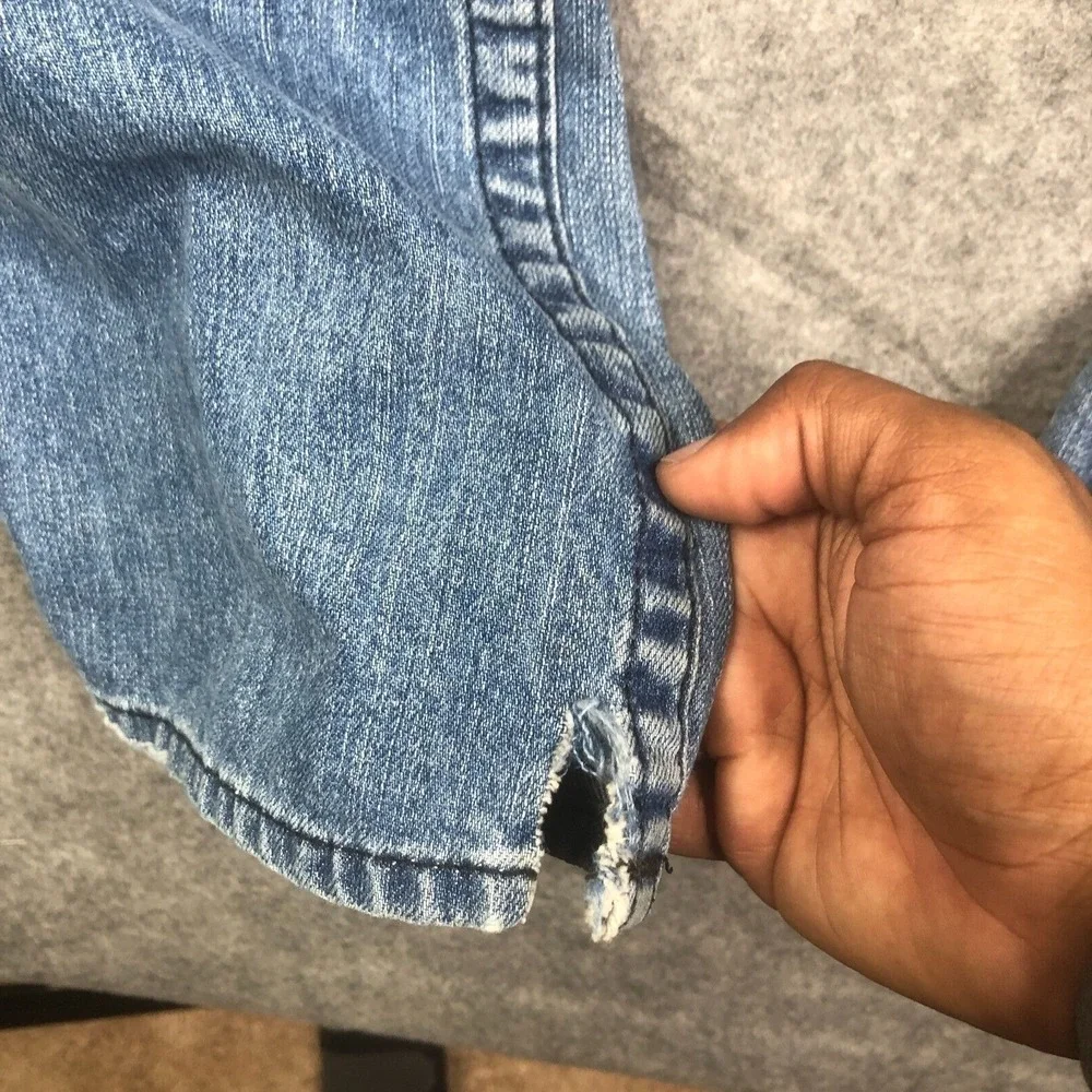 True Religion Jeans Ricky Straight Size 38 Blue Flap Pockets Y2K